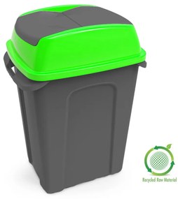 Planet Hippo Billenős Szelektív hulladékgyűjtő szemetes, műanyag, antracit/zöld, 25L