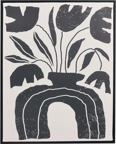 Vászonkép Fekete Keretben Váza Virágokkal Absztrakt Téglalap Alakú 40 x 50 cm