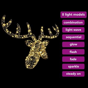 Rénszarvas húzta szán 140 LED-del Meleg fehér 60 cm Rattan