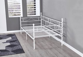 Fém kanapé - egyszemélyes ágy, fehér, 90x200 cm