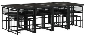 vidaXL 13 részes fekete polyrattan kerti étkezőgarnitúra