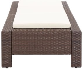 Barna polyrattan napozóágy párnával