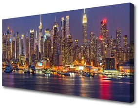 Vászonkép Város Felhőkarcolók házak 100x50 cm