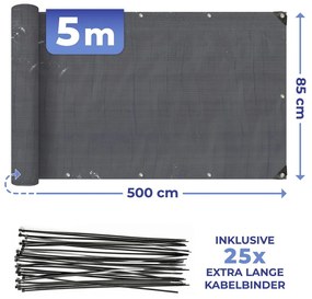 Fekete műanyag belátásgátló erkélyre 500x85 cm – Maximex