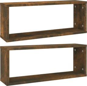 vidaXL 2 db füstös tölgy színű szerelt fa fali kockapolc 60x15x23 cm