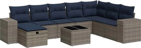 vidaXL 9 részes szürke polyrattan kerti ülőgarnitúra párnákkal