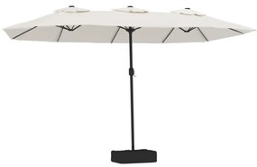 homokfehér dupla tetős napernyő LED-ekkel 449x245 cm