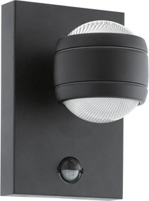 EGLO 96021 SESIMBA Fali Lámpa Mozgásérzékelővel Fekete, Átlátszó LED IP44