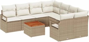 vidaXL Kerti Kanapé Szett tárolóval 9 pcs Beige és krém polirattan