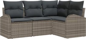 vidaXL Kerti Kanapé Szett párnával tárolóval 4 pcs Szürke polirattan