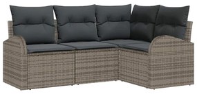 vidaXL Kerti Kanapé Szett párnával tárolóval 4 pcs Szürke polirattan
