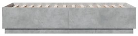 betonszürke szerelt fa ágykeret LED-del 100 x 200 cm