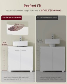 Mosdó alatti fürdőszobai szekrény, 30 x 60 x 60 cm, Felhőfehér