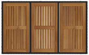 7 Darabos Kerti Étkezőszett Fekete Poly Rattan Akácia, Összecsukható Kerti Székek Párnákkal 2 db Fekete Poly Rattan