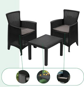 Kerti garnitúra FOREST, 3 részes, antracit színben I.P.A.E-Progarden