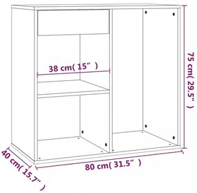 betonszürke szerelt fa pipereszekrény 80 x 40 x 75 cm
