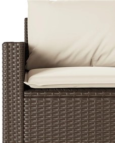 2 részes barna polyrattan kerti étkezőgarnitúra párnákkal