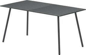 Outsunny Téglalap alakú Acél Kerti Asztal 150x80x74 cm Kültéri Terasz Asztal Rácsos Kialakítással, Időjárásálló, Könnyen Tisztítható, Sötétszürke | Ao