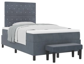 Box Spring Ágy Matraccal és Pad Dark Grey 120x190 cm Bársony