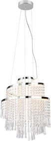TRIO R37341106 POMP Kristály Függesztett Lámpa Ezüst LED IP20