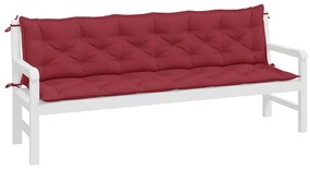 2 db borvörös oxford szövet kerti padpárna 200 x 50 x 7 cm