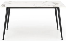 EMILIO 140 cm asztal, fehér márvány asztallappal, fekete lábakkal