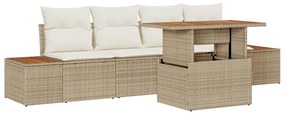 vidaXL Kert étkező szett párnával 5 pcs Beige és krém