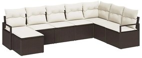 vidaXL Kanapé Szett párnával 8 pcs Barna polirattan