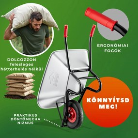 BARRY horganyzott talicska, max. kapacitás 100l/250kg, ezüst/fekete Gardebruk