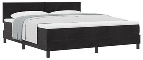 Boxspring Ágy Matracot Tartalmazó Fekete Szuper Király Bársonyos
