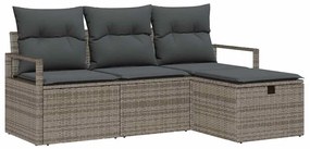 vidaXL Kanapé Szett párnával tárolóval 4 pcs Szürke polirattan