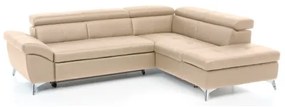 Bőrkárpitos, jobbos L-alakú SALERNO II sarokkanapé, bézs