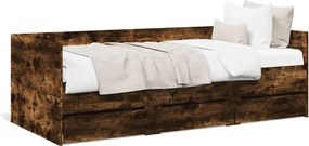 vidaXL füstös tölgy kanapéágy fiókkal matrac nélkül 90x200 cm