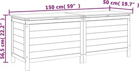 vidaXL tömör fenyőfa kerti tárolóláda 150x50x56,5 cm