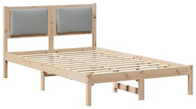 vidaXL Ágykeret fejtámlával Világosszürke 120 x 190 cm Tömör fenyőfa