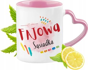 Szomszéd Bögre Rózsaszín Szív Alakú Füllel Kávé Ajándék