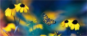 Kép - Sárga pillangó virággal (120x50 cm)
