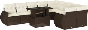 vidaXL 10 részes barna polyrattan kerti ülőgarnitúra párnákkal