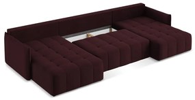 Borvörös kinyitható-tárolóhelyes (U alakú) sarokkanapé Moku – Makamii