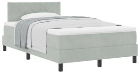 Box Spring Ágy Matraccal Világosszürke Kis Kétszemélyes Bársony