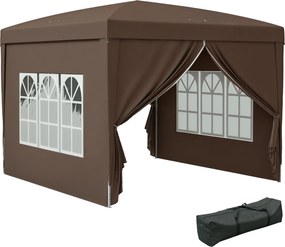 Outsunny Pavilon kb. 3x3m, Vízálló Stabil Télálló Összecsukható Pavilon, UV Védelem 50+, Összecsukható Parti Sátor Kert Sátor 4 Oldalfal Táskával Kert