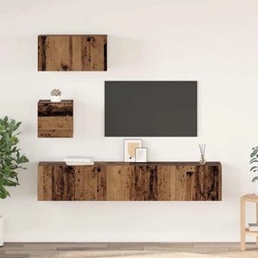 Fali TV Szekrény 4 pcs Régi fa 80 x 30 x 30.5 cm Faanyag