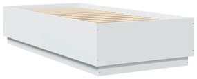 fehér szerelt fa ágykeret LED-del 90 x 200 cm