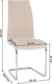 Étkezőszék, bézs Dulux Velvet szövet/króm, SALOMA NEW