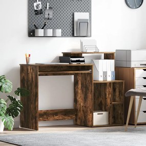 vidaXL Tárolós íróasztal Füstölt tölgy 120.5x44x88.5 cm Szerelt Fa