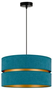 Duolla - Csillár zsinóron DUO 1xE27/15W/230V átm. 40 cm türkiz/arany
