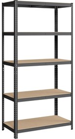 5 szintes fém tároló polc, teherbírás 600 kg, 50 x 100 x 200 cm, szürke