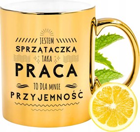 Prémium Arany Csillogó Bögre Takarítónőnek Ajándék Nyomtatott Fotóval