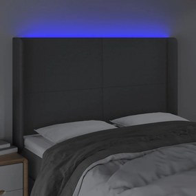sötétszürke szövet LED-es fejtámla 147x16x118/128 cm