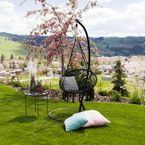 Függő szék, pamut+fém/fekete, AMADO 2 NEW